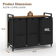 Rolling Laundry Sorter with Shelf and Removable Fabric Bags – product detail 3