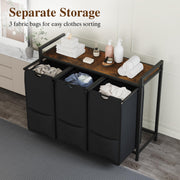 Rolling Laundry Sorter with Shelf and Removable Fabric Bags – product detail 5