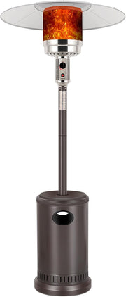 Outdoor Propane Patio Heater 50000 BTU with Wheels and Push-Button Ignition – Brown
