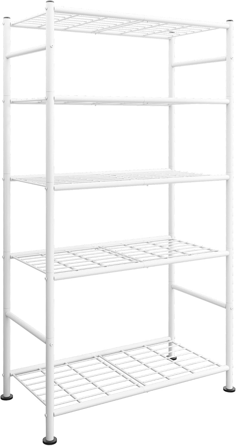 5-Tier Metal Storage Shelving Unit, 33 x 12.6 x 72 in with Leveling Feet – White