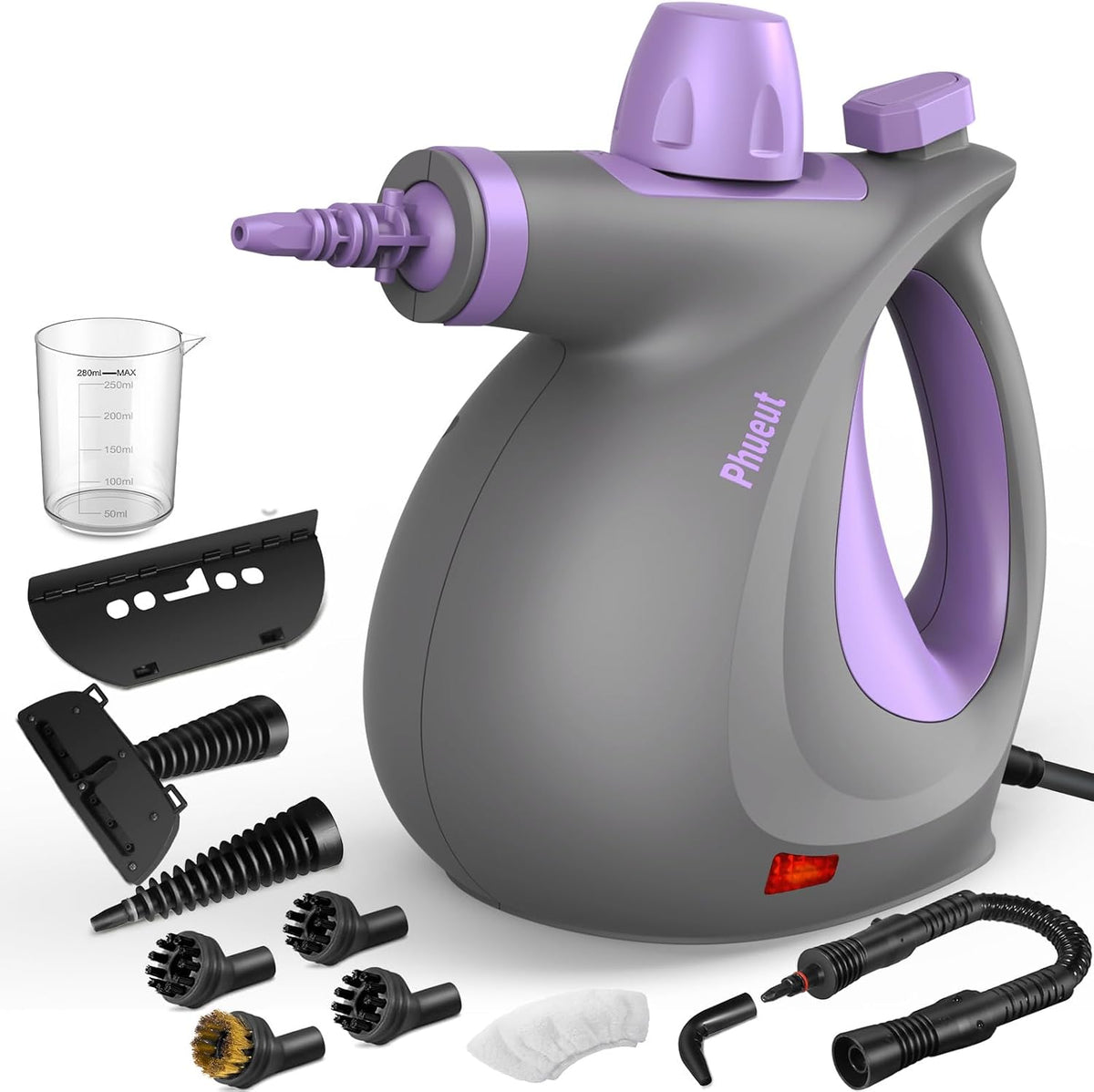 Handheld Pressurized Steam Cleaner with 12-Piece Accessory Set – Purple