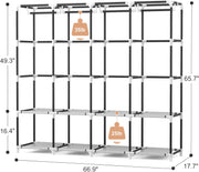 Portable Wardrobe Closet with Cover, 4 Hanging Rods and 4 Shelves, 67 in Wide – product detail 3