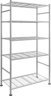 5-Tier Metal Storage Shelving Unit, 33 x 12.6 x 72 in with Leveling Feet – Silver