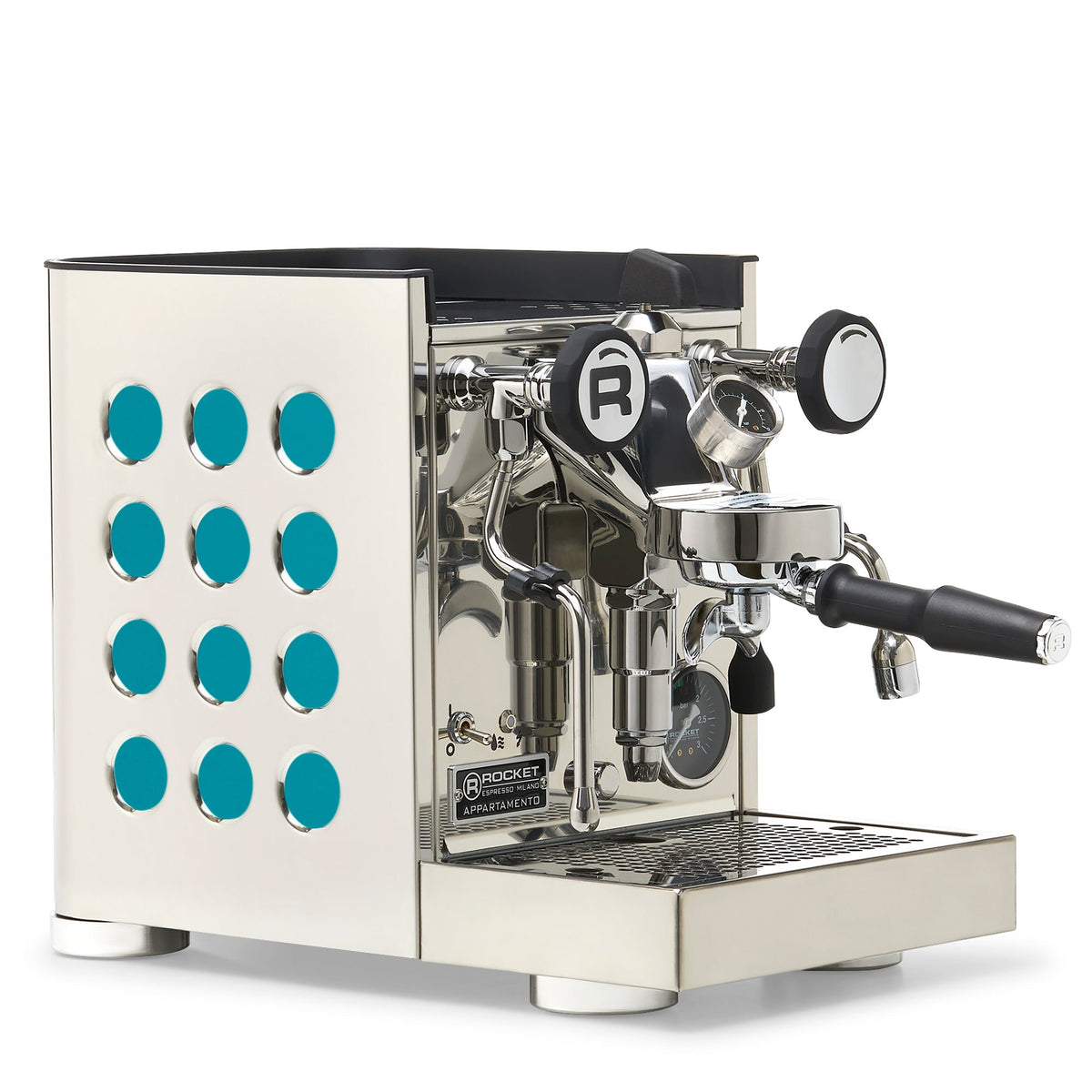 Rocket Espresso Appartamento TCA Heat-Exchange Espresso Machine in Stainless Steel with Black Stripe