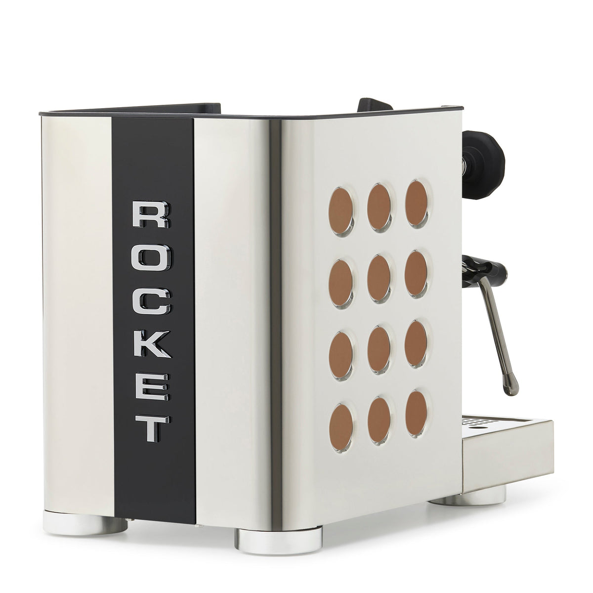 Rocket Espresso Appartamento TCA Heat-Exchange Espresso Machine in Stainless Steel with Black Stripe