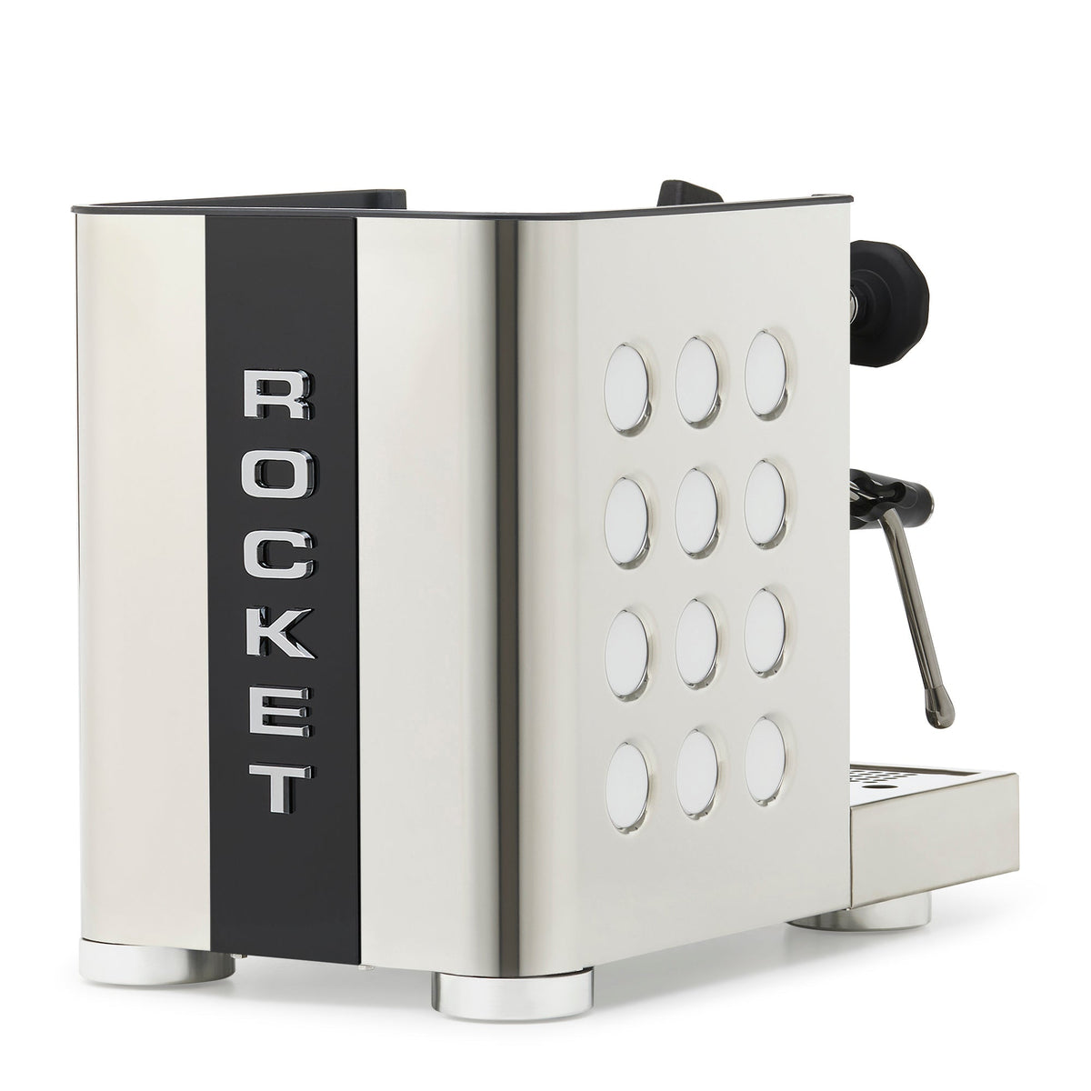 Rocket Espresso Appartamento TCA Heat-Exchange Espresso Machine in Stainless Steel with Black Stripe