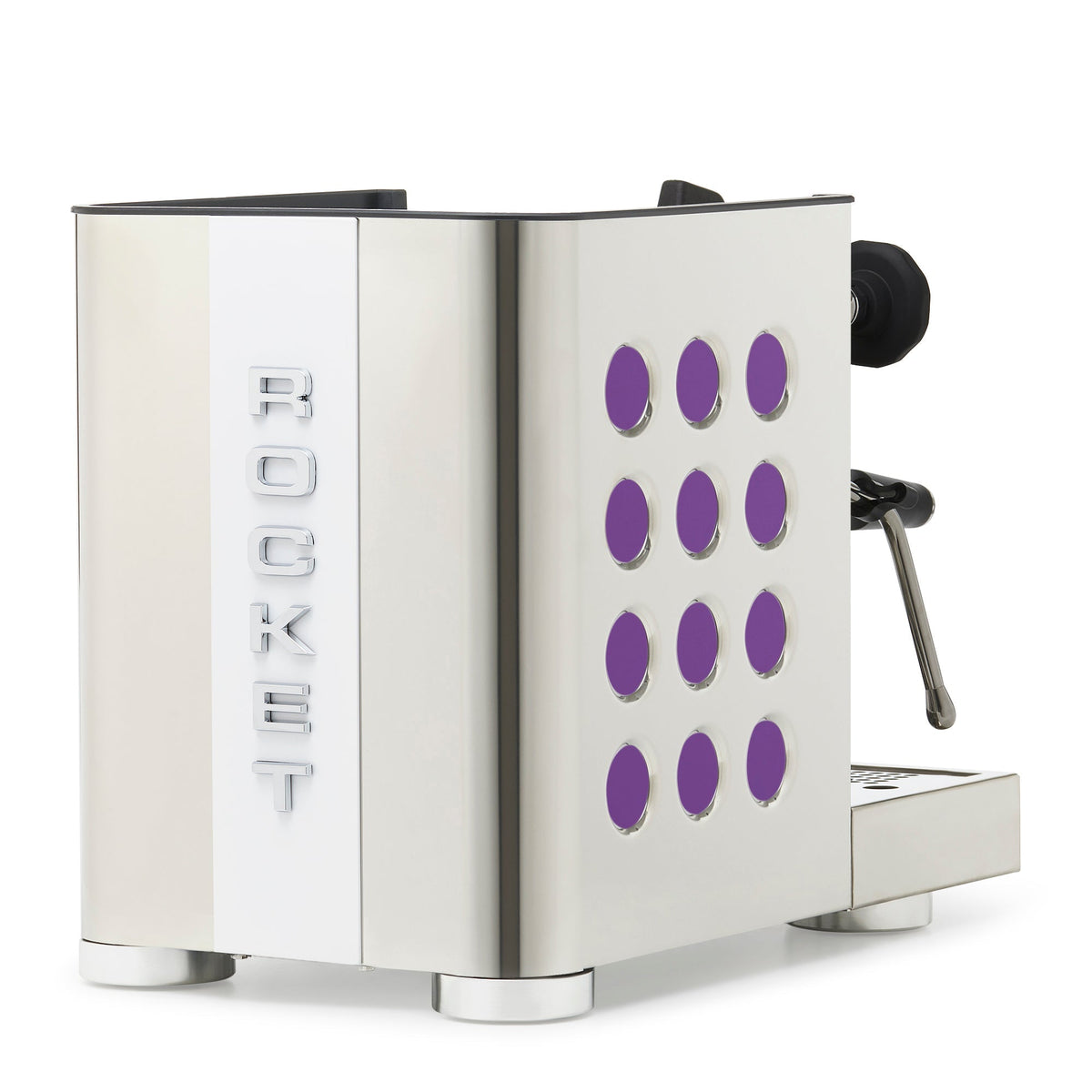 Rocket Espresso Appartamento TCA Heat-Exchange Espresso Machine in Stainless Steel with White Stripe