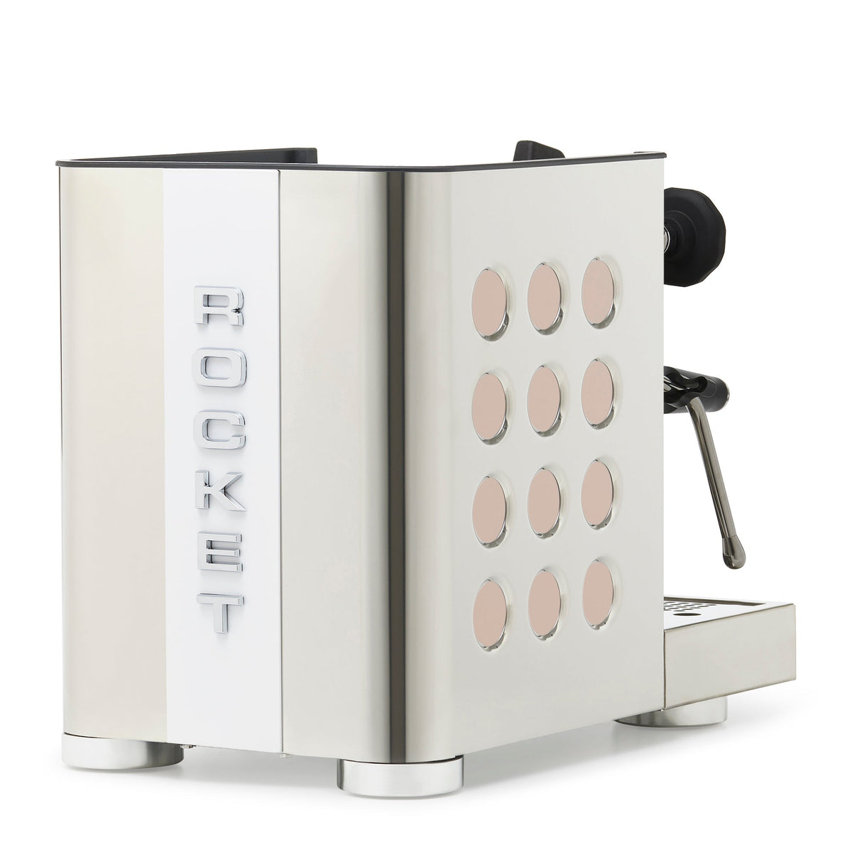 Rocket Espresso Appartamento TCA Heat-Exchange Espresso Machine in Stainless Steel with White Stripe
