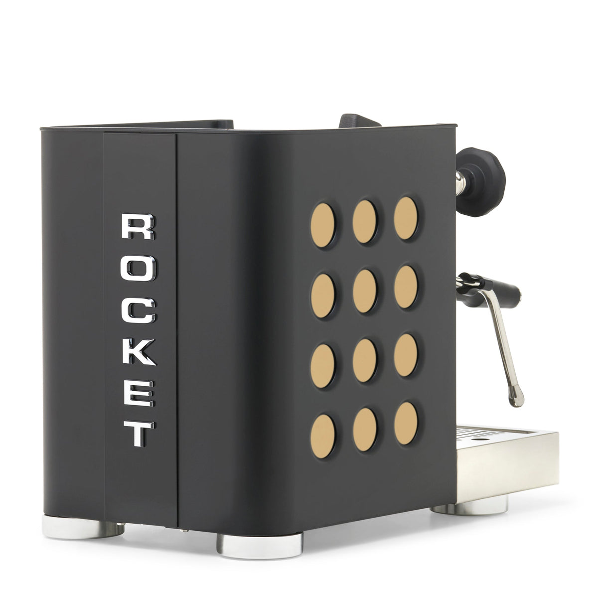 Rocket Espresso Appartamento TCA Heat-Exchange Espresso Machine in Black with Black Stripe