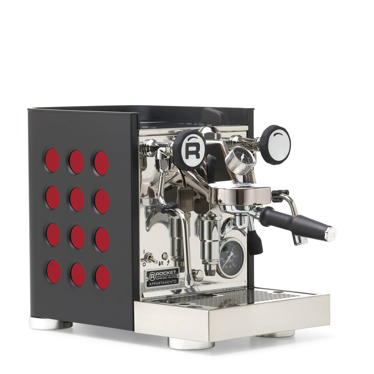 Rocket Espresso Appartamento TCA Heat-Exchange Espresso Machine in Black with Black Stripe