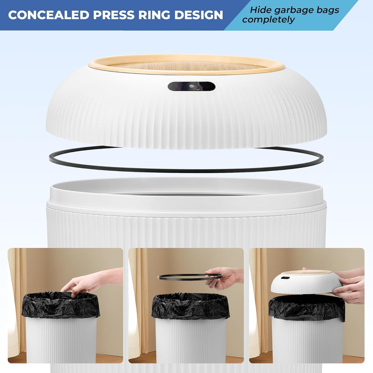 Compact Motion Sensor Bathroom Trash Can, 10 L with Automatic Lid – product detail 5