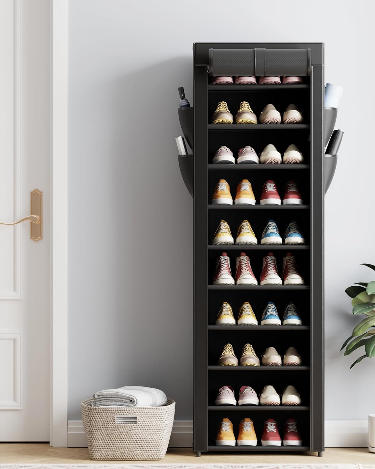 10-Tier Covered Shoe Rack, 17.5 in Wide Vertical Storage Organizer – product detail 4