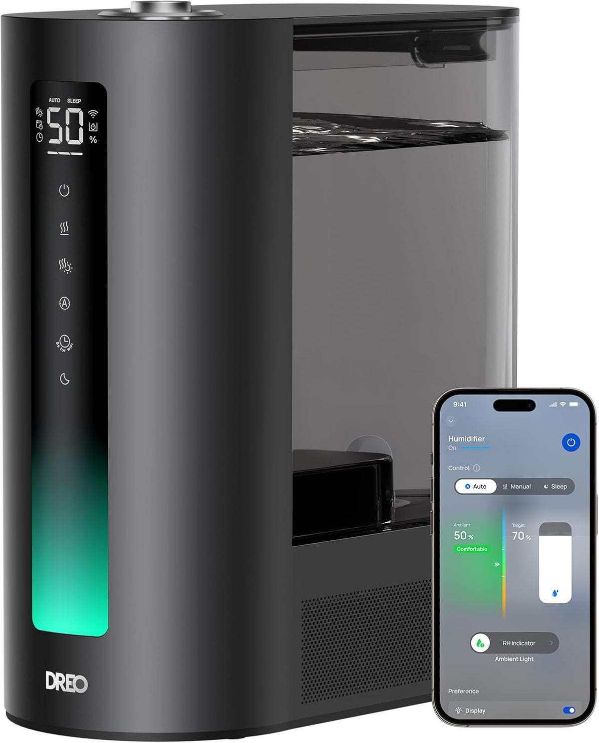 6 L Smart Warm and Cool Mist Humidifier with Humidistat and Aroma Tray – Black