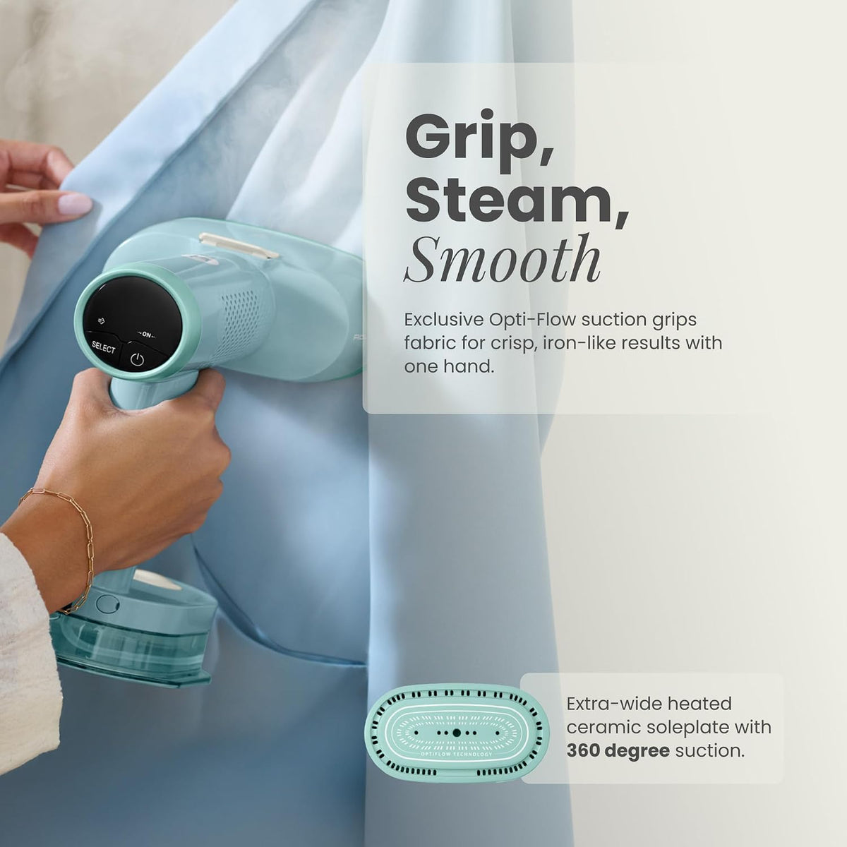 Handheld Clothes Steamer 1260W with Fabric Suction and Rotating Ceramic Head – product detail 4