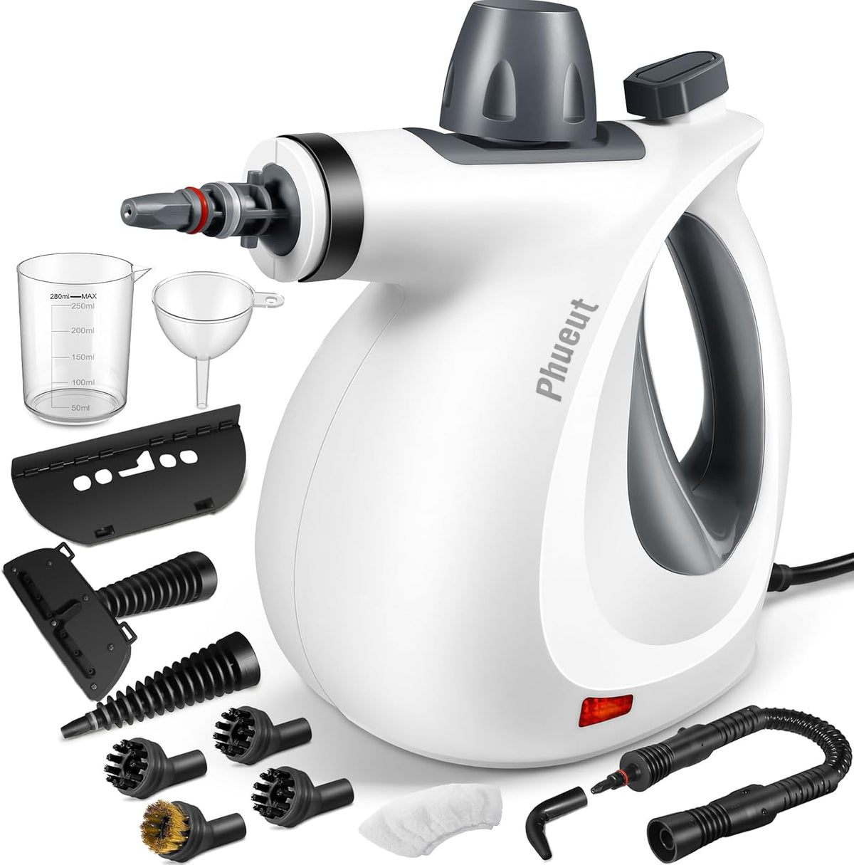 Handheld Pressurized Steam Cleaner with 12-Piece Accessory Set – Grey