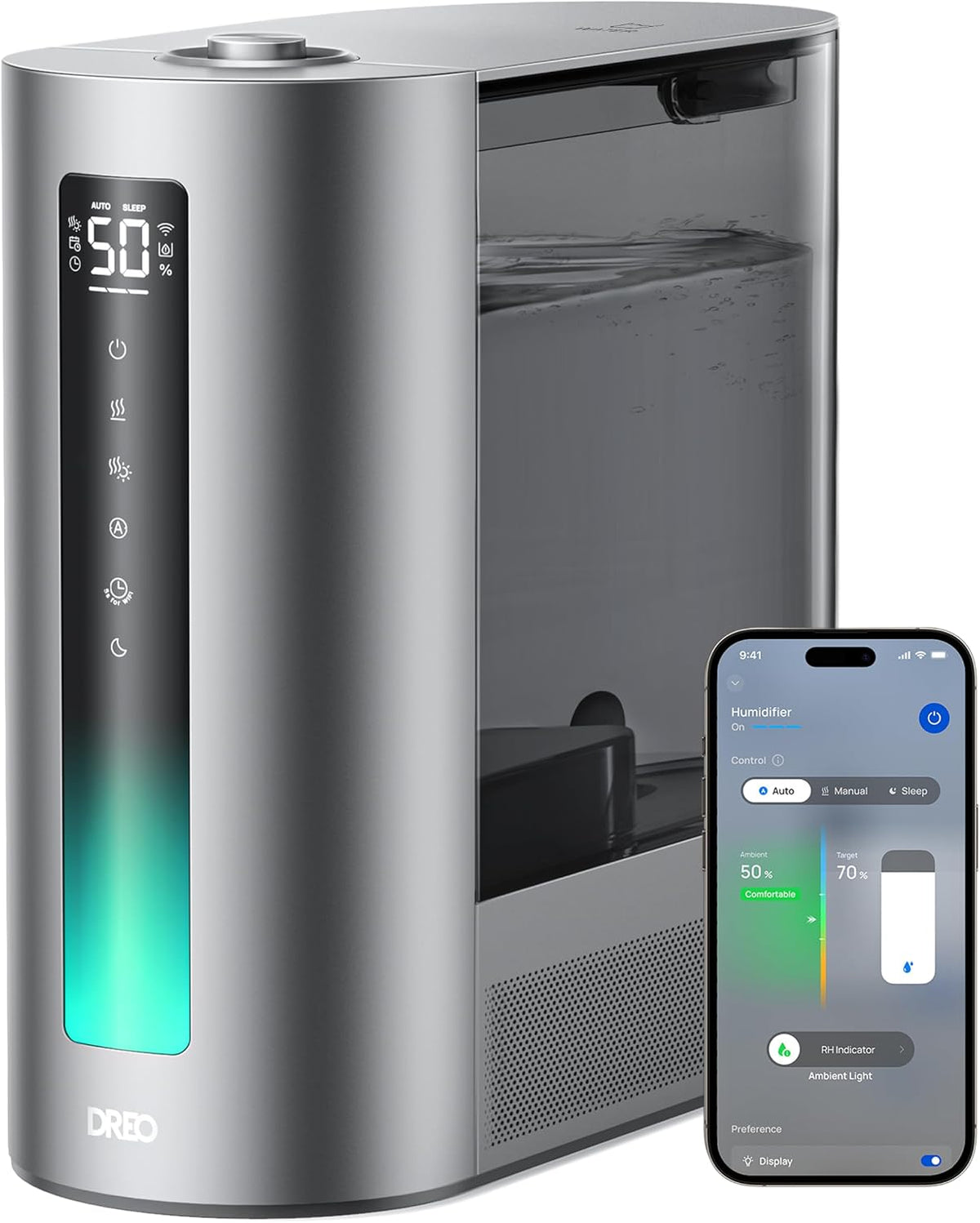 6 L Smart Warm and Cool Mist Humidifier with Humidistat and Aroma Tray – Silver