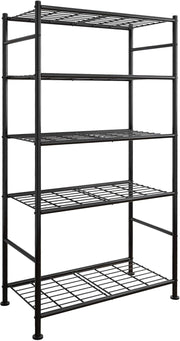 5-Tier Metal Storage Shelving Unit, 33 x 12.6 x 72 in with Leveling Feet – Black