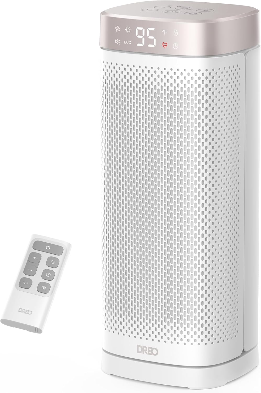 Ceramic Tower Space Heater 1500W, 16 in with Digital Thermostat and Oscillation – White