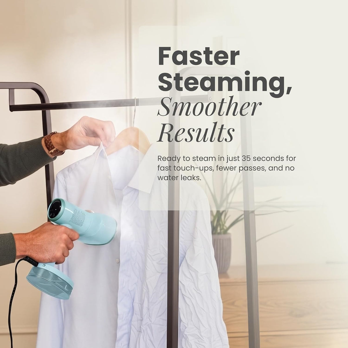 Handheld Clothes Steamer 1260W with Fabric Suction and Rotating Ceramic Head – product detail 6