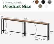 Narrow Sofa Console Table Set, 78.8 in Total with 2 Charging Stations – product detail 3