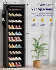 10-Tier Covered Shoe Rack, 17.5 in Wide Vertical Storage Organizer – product detail 5