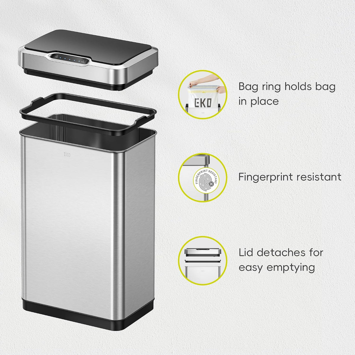 Touchless Motion Sensor Kitchen Trash Can, 50 L Stainless Steel – product detail 6