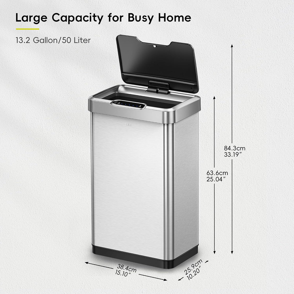 Touchless Motion Sensor Kitchen Trash Can, 50 L Stainless Steel – product detail 5