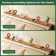 Narrow Sofa Console Table Set, 78.8 in Total with 2 Charging Stations – product detail 5