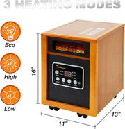 Portable Infrared Quartz Space Heater 1500W with Thermostat, Remote and Wheels – product detail 2