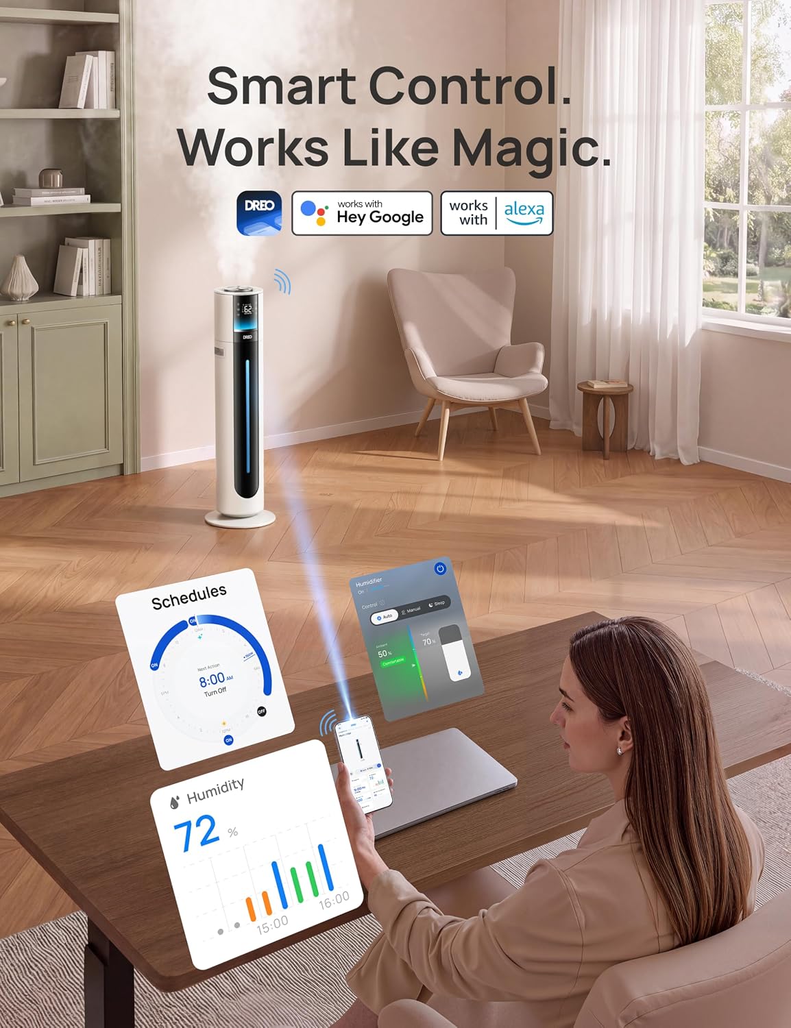 11 L Smart Room Humidifier with Top Fill, Remote Control and Aroma Tray – product detail 5