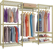 Heavy-Duty Modular Clothes Rack, 68.9 in Wide Carbon-Steel Closet Organizer – Gold