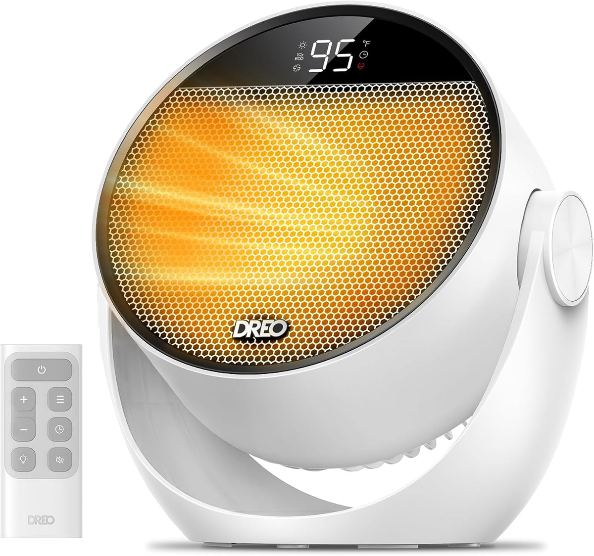 Portable Ceramic Space Heater 1500W with 60-Degree Tilt and Digital Thermostat – White