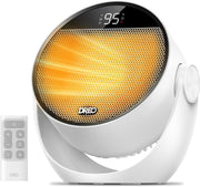 Portable Ceramic Space Heater 1500W with 60-Degree Tilt and Digital Thermostat – White