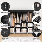 Portable Wardrobe Closet with Cover, 4 Hanging Rods and 4 Shelves, 67 in Wide – product detail 4