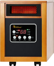Portable Infrared Quartz Space Heater 1500W with Thermostat, Remote and Wheels – Cherry