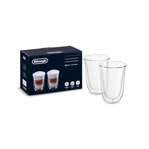 De’Longhi Double-Wall Glass Latte Macchiato Cups – 11 oz
