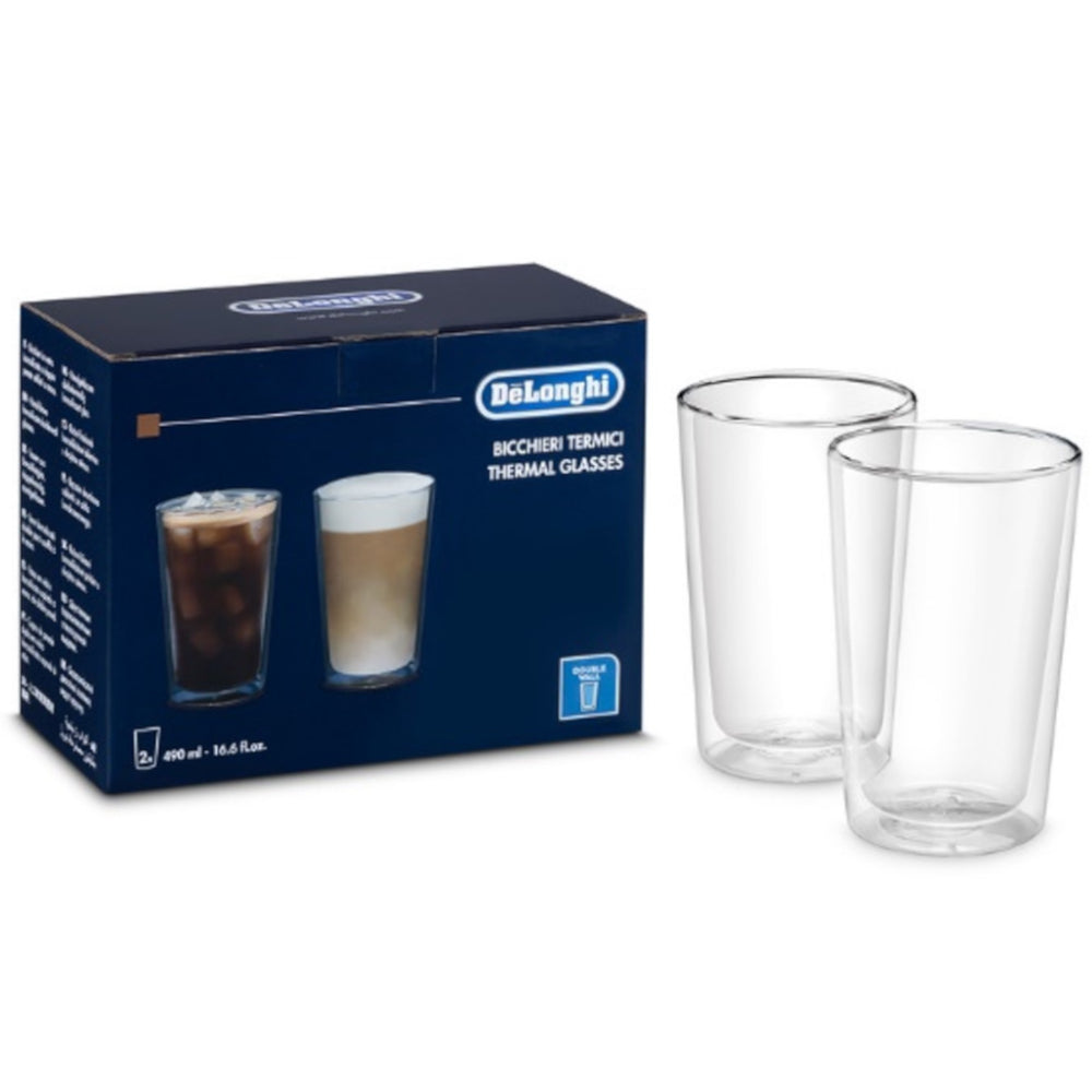 De’Longhi Double-Wall Thermal Coffee Glasses – 16.5 oz, Set of 2