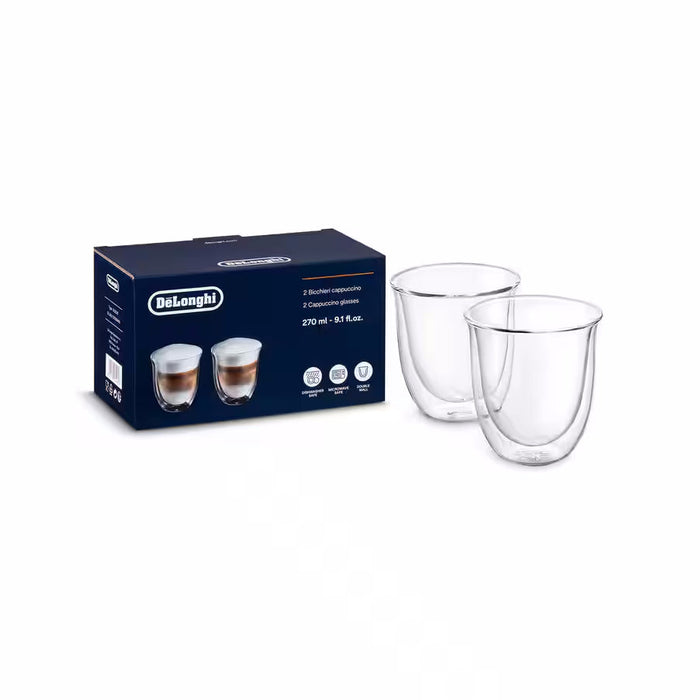 De’Longhi Double-Wall Glass Cappuccino Cups – 9.1 oz