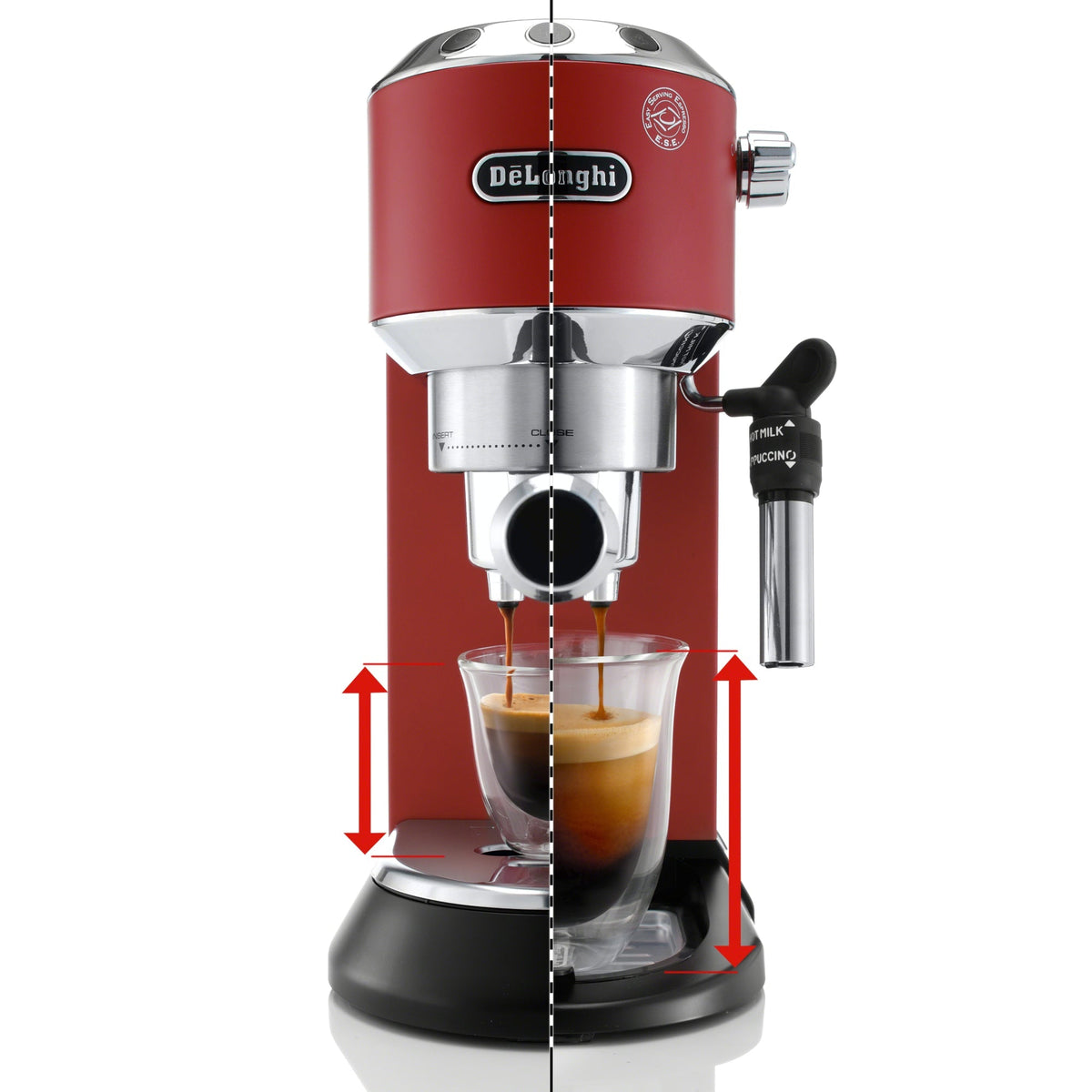 De’Longhi Dedica Deluxe Manual Espresso Machine with 15-Bar Pump in Red – EC685R