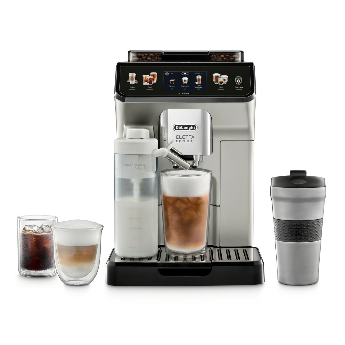 De’Longhi Eletta Explore Fully Automatic Hot and Cold Espresso Machine with Milk System