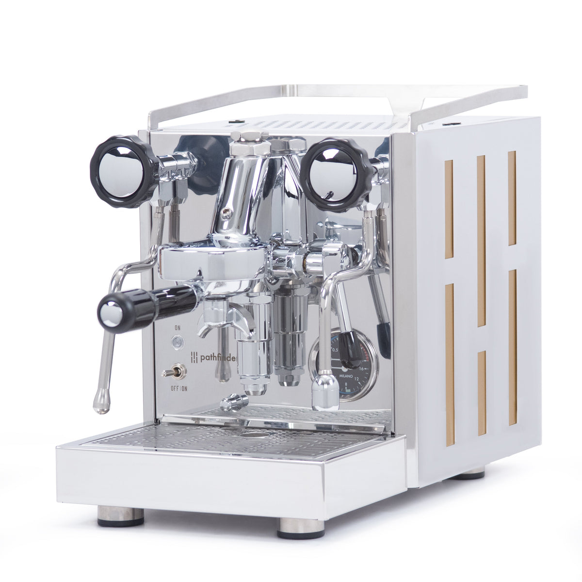 Quick Mill Pathfinder Heat-Exchange Espresso Machine with Gold Panels