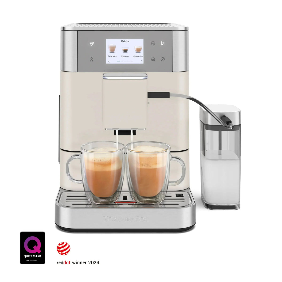KitchenAid KF7 Fully Automatic Espresso Machine with Milk Container – Porcelain White – KES8557PL