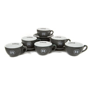 Rocket Espresso Cappuccino Cups and Saucers in Grey – 6 fl oz, 6-Piece Set