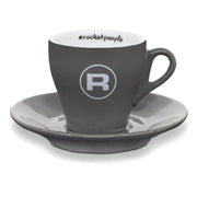 Rocket Espresso Grey Flat White Cups and Saucers – 4 fl oz, 6-Piece Set