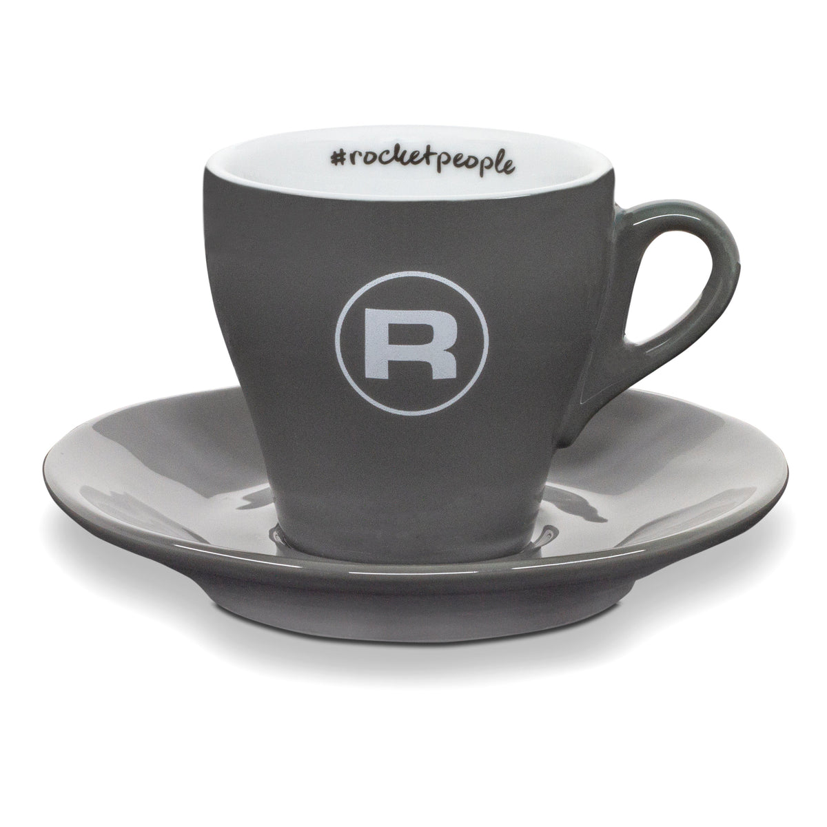 Rocket Espresso Grey Flat White Cups and Saucers – 4 fl oz, 6-Piece Set