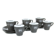 Rocket Espresso Grey Flat White Cups and Saucers – 4 fl oz, 6-Piece Set