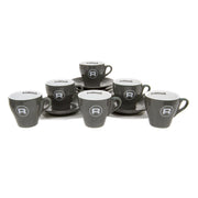 Rocket Espresso Grey Flat White Cups and Saucers – 4 fl oz, 6-Piece Set