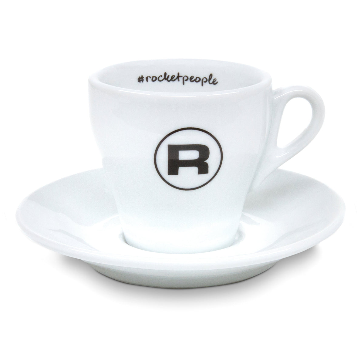 Rocket Espresso White Flat White Cups and Saucers – 4 fl oz, 6-Piece Set
