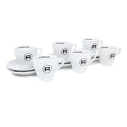 Rocket Espresso White Flat White Cups and Saucers – 4 fl oz, 6-Piece Set