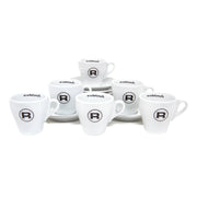 Rocket Espresso White Flat White Cups and Saucers – 4 fl oz, 6-Piece Set